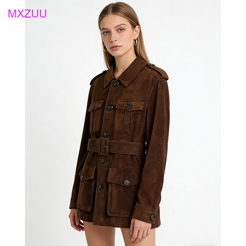 Veste en cuir suédé marron vin - Baby Clothing High End avis et prix